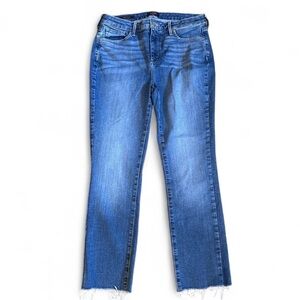 NYDJ High Rise Straight Medium Wash Blue Jeans Fray Hem Size Medium Size 8​​